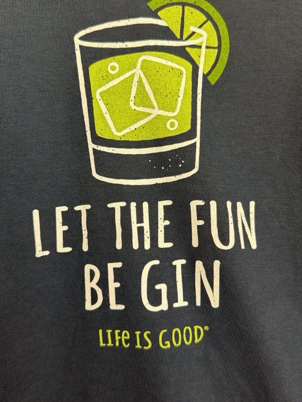 Life Is Good Women’s Large Navy Short-Sleeve Crusher Tee - ‘Let the Fun Be Gin’